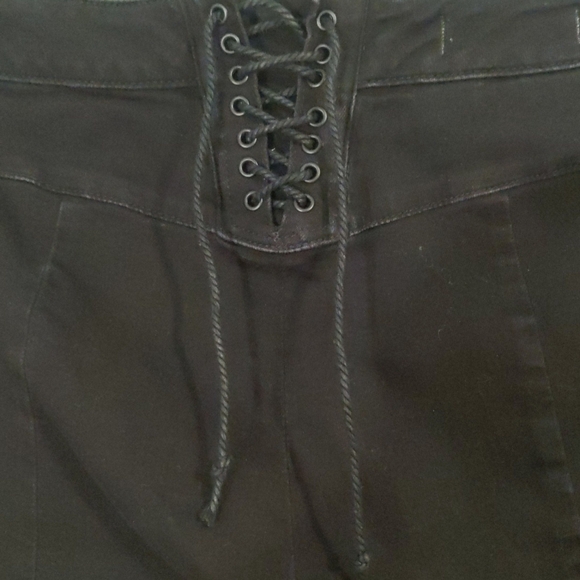 CRVY Super High-Rise Lace-Up Flare Jeans Pants - Picture 7 of 8